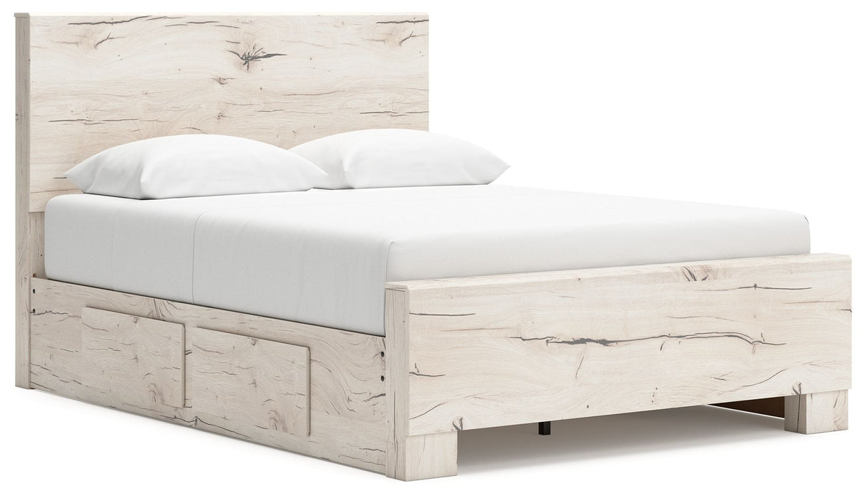 Lawroy - Full Panel Bed With 2 Under Bed Storage Units - Light Natural