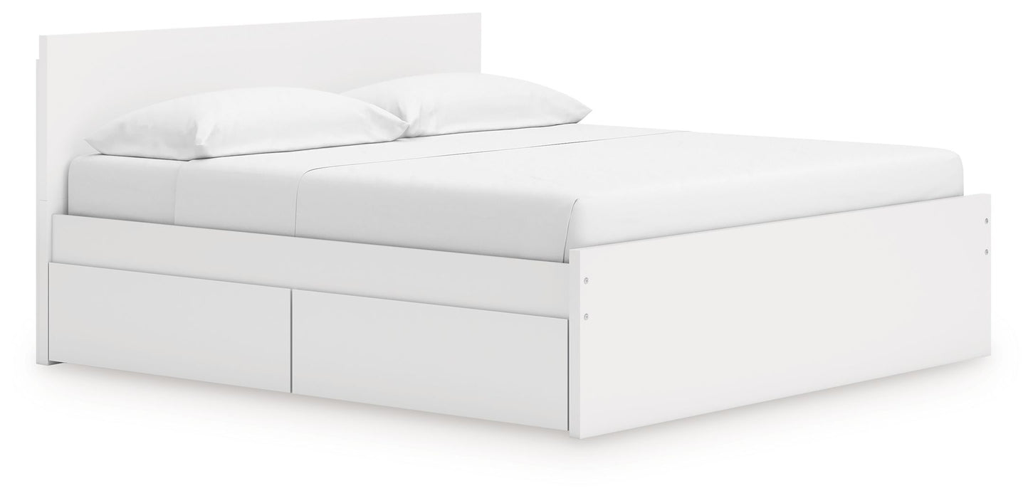 Onita - King Panel Platform Bed With 2 Side Storage - White