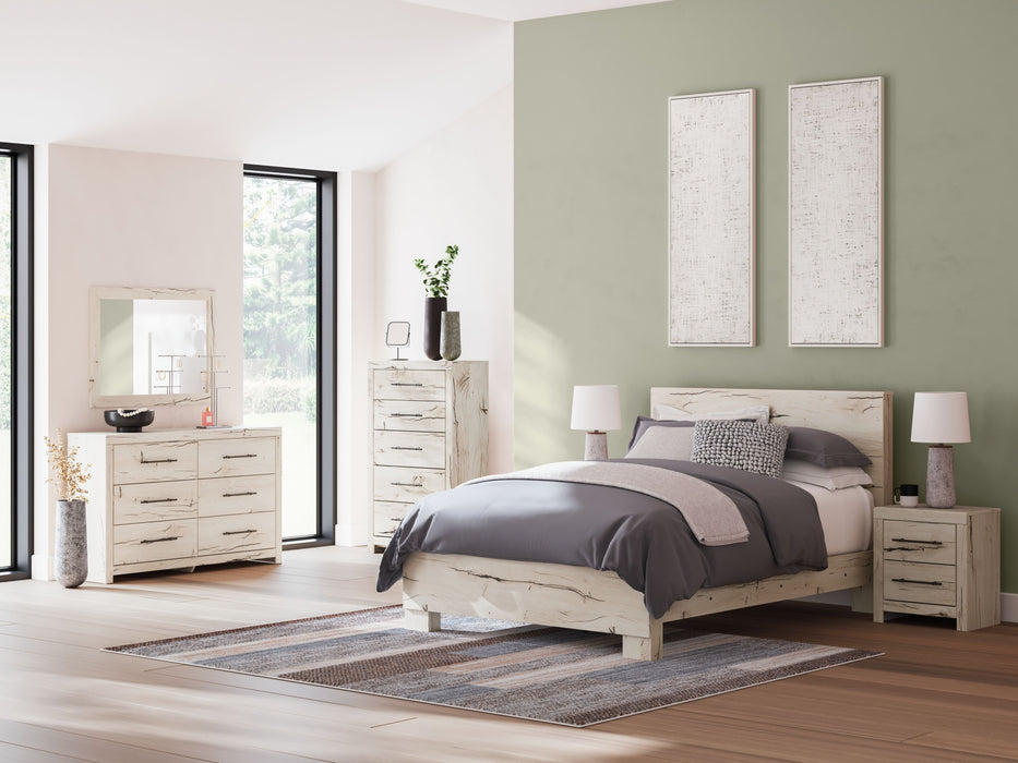 Lawroy - 6 Pc. - Dresser, Mirror, Chest, Queen Panel Bed - Light Natural