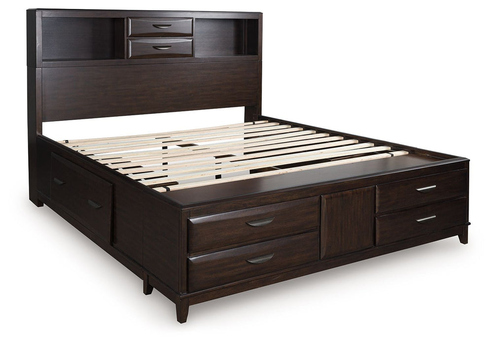 Vanmore - King Storage Bed - Dark Brown