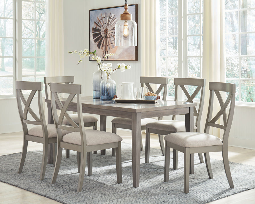 Parellen - 7 Pc. - Dining Room Table, 6 Side Chairs - Gray