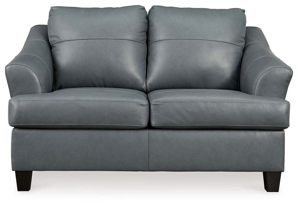 Genoa - Loveseat - Leather Match - Steel