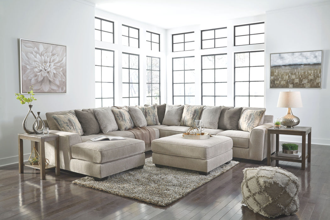 Ardsley - Pewter - 5 Pc. - Left Arm Facing Corner Chaise With Sofa 4 Pc Sectional, Ottoman