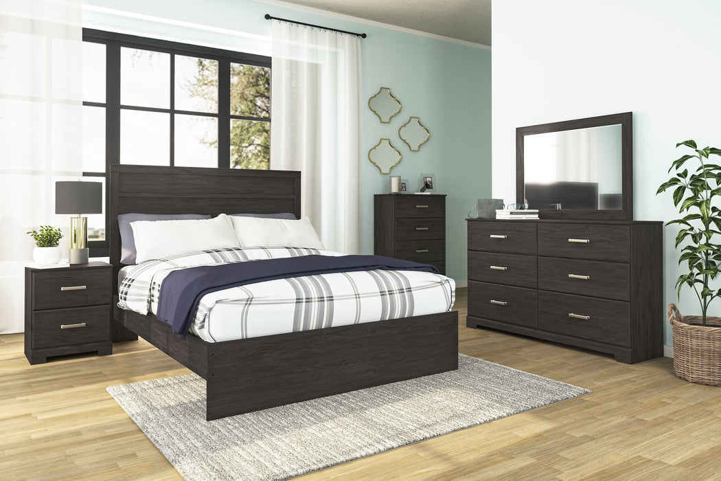 Belachime - 5 Pc. - Dresser, Mirror, Chest, Queen Panel Bed - Black
