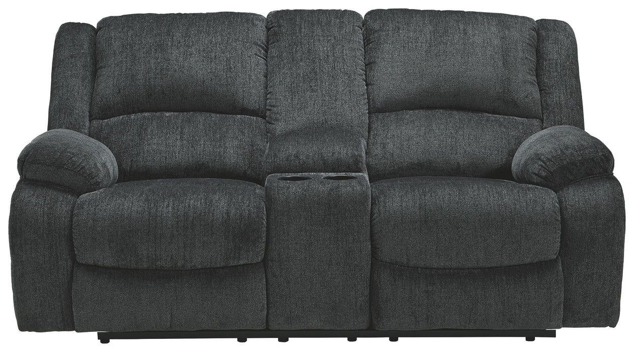 Draycoll - Dbl Reclining Loveseat W/Console - Fabric - Slate