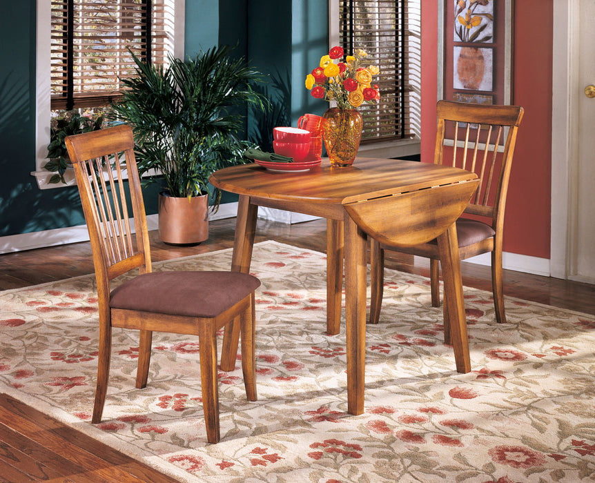 Berringer - 3 Pc. - Drop Leaf Table, 2 Side Chairs - Rustic Brown