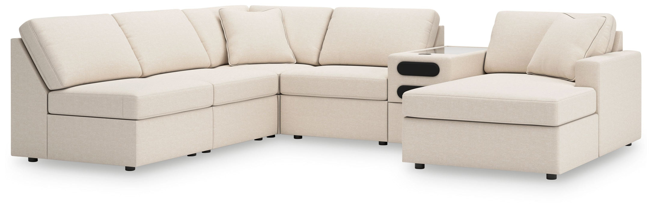 Modmax - 6-Piece Sectional With Raf Corner Chaise And Audio Console - Oyster