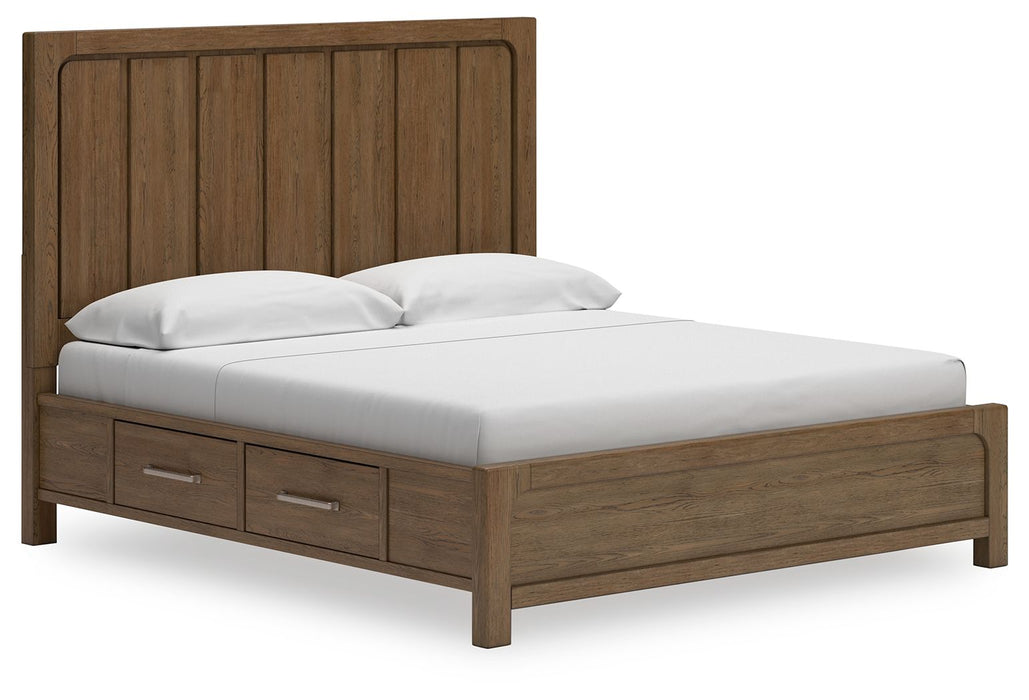 Cabalynn - King Panel Bed With Storage - Light Brown