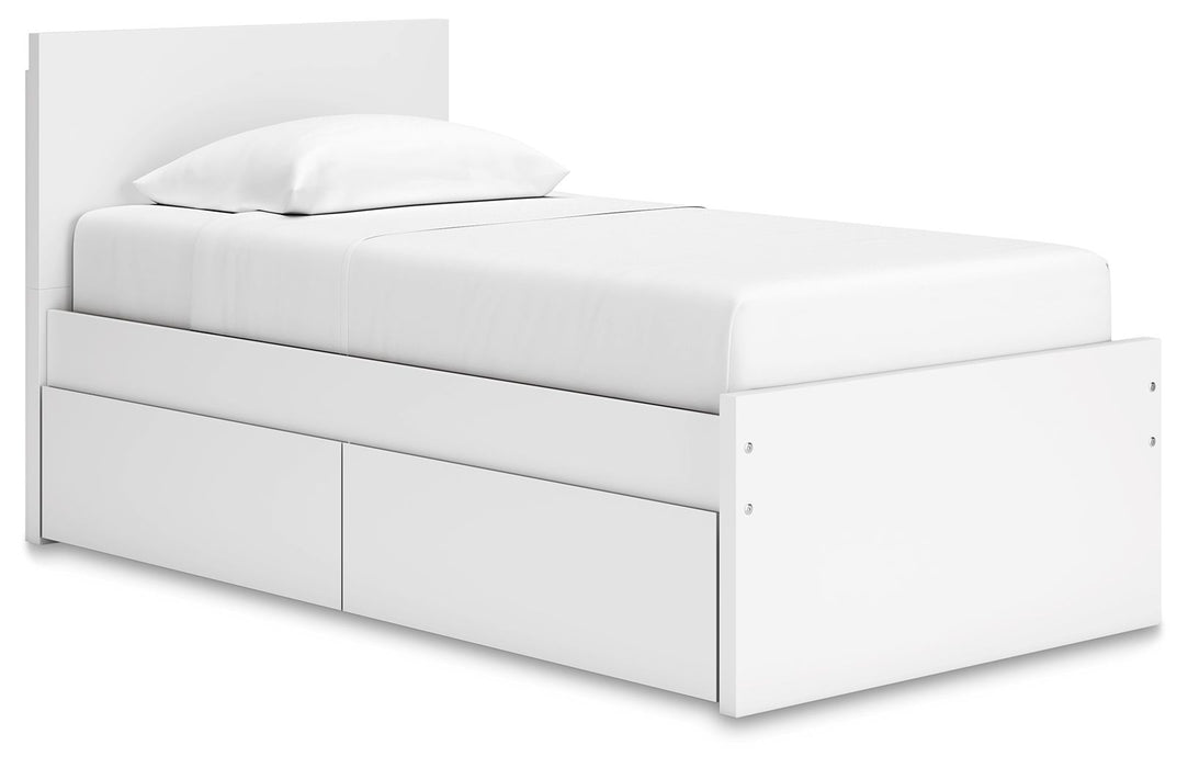 Onita - Twin Panel Platform Bed With 1 Side Storage - White