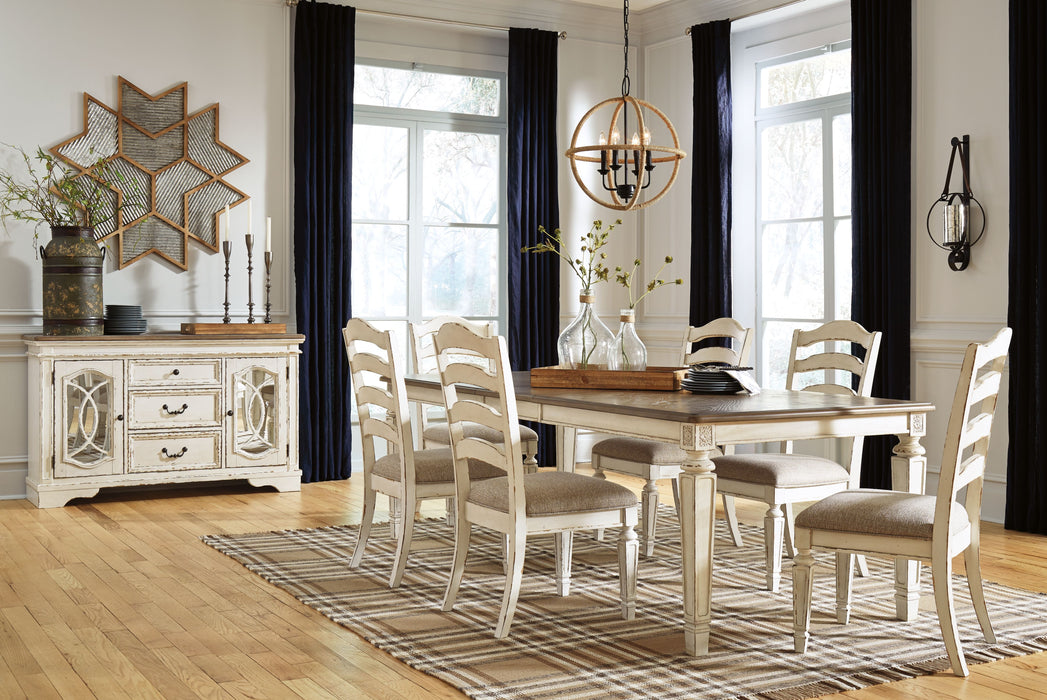 Realyn - 7 Pc. - Extension Table, 6 Ladderback Side Chairs - White