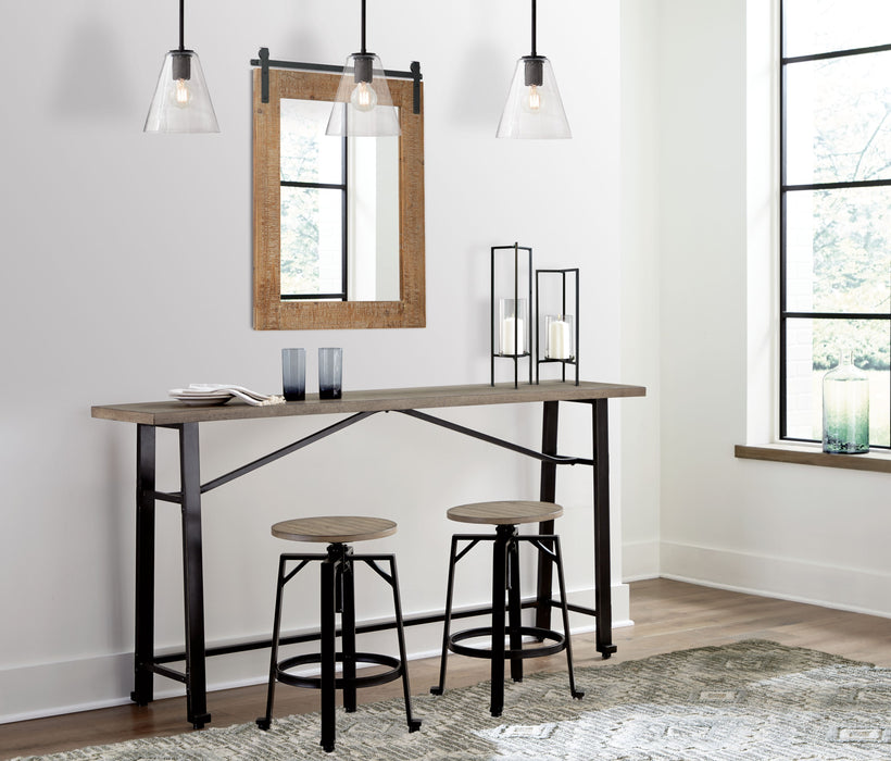 Lesterton - Light Brown / Black - 3 Pc. - Long Counter Table, 2 Stools