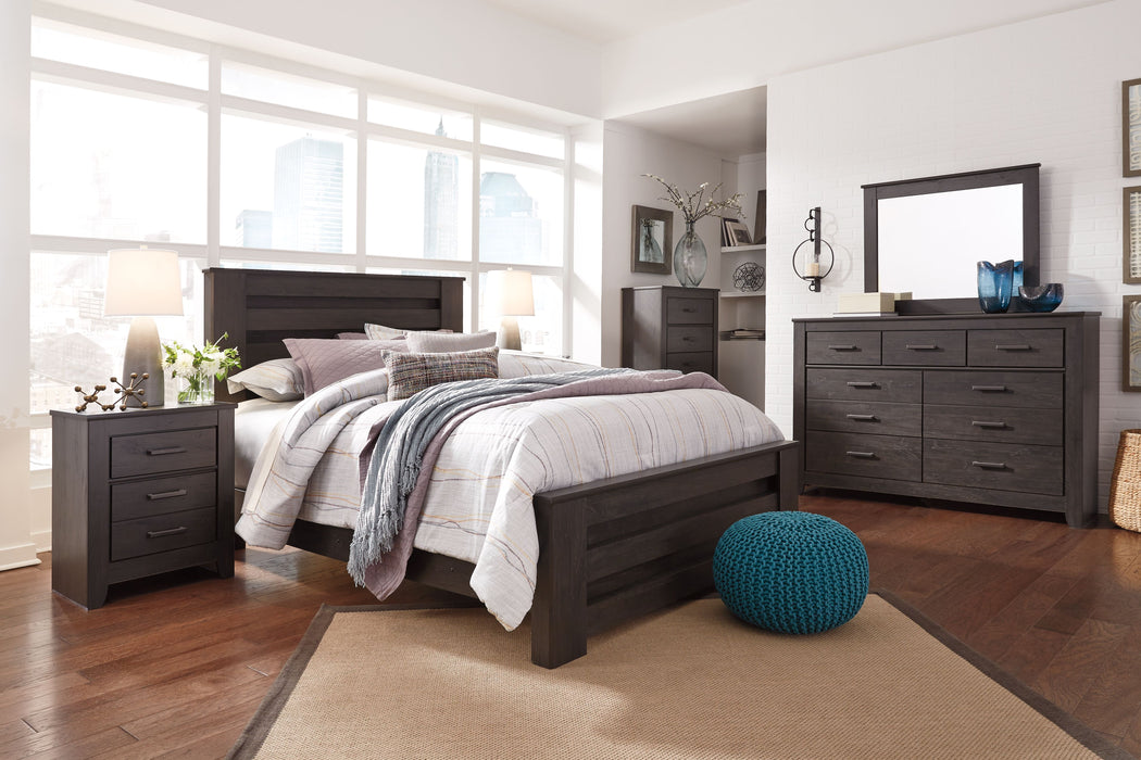 Brinxton - 8 Pc. - Dresser, Mirror, Chest, Queen Panel Bed, 2 Nightstands - Charcoal