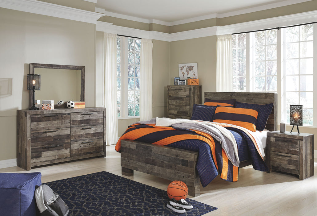 Derekson - 7 Pc. - Dresser, Mirror, Full Panel Bed, 2 Nightstands - Multi Gray
