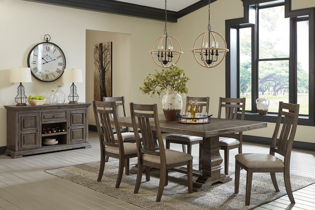 Wyndahl - Dark Brown - 8 Pc. - Extension Table, 6 Slatback Side Chairs