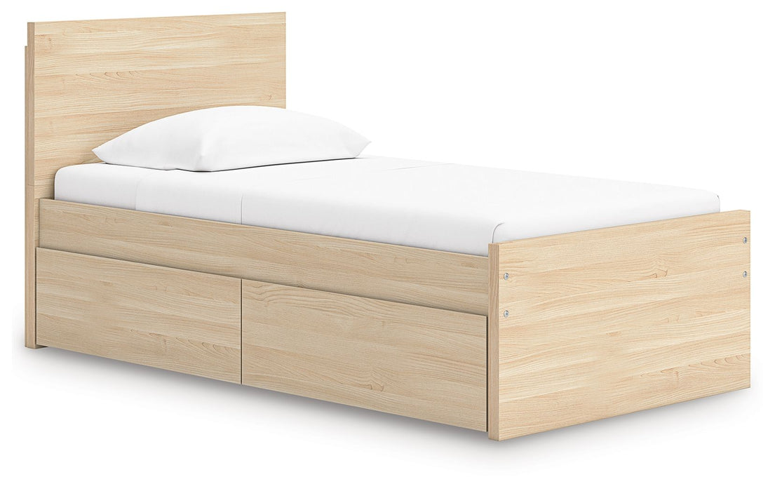 Onita - Twin Panel Platform Bed With 1 Side Storage - Natural