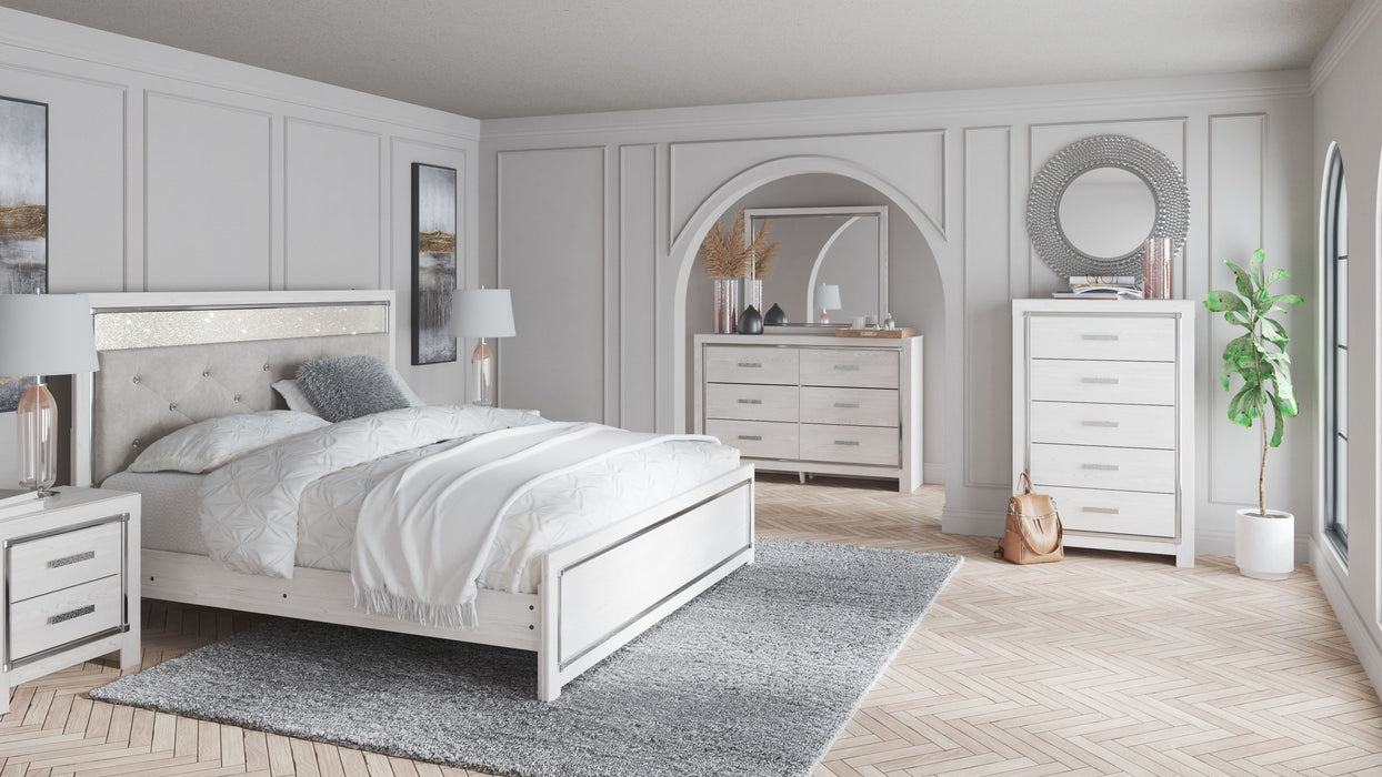 Altyra - 7 Pc. - Dresser, Mirror, King Panel Bed, 2 Nightstands - White