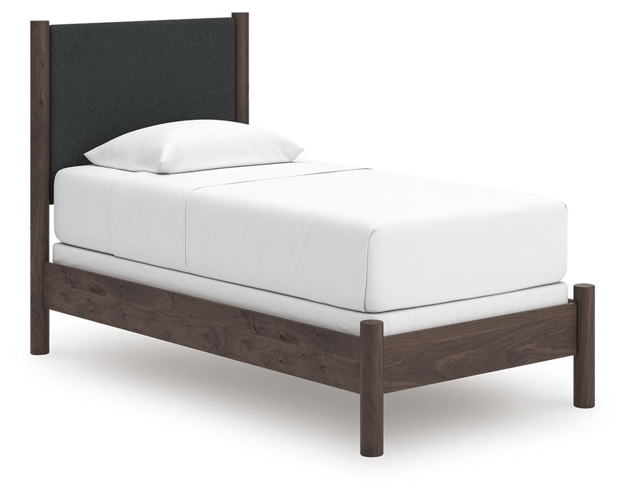Pamytta - Twin Upholstered Panel Bed - Brown