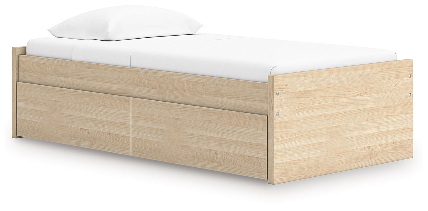 Onita - Twin Platform Bed With 1 Side Storage - Natural