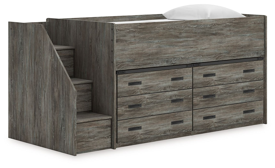 Frandern - Twin Loft Bed With 2 Drawer Storages - Gray
