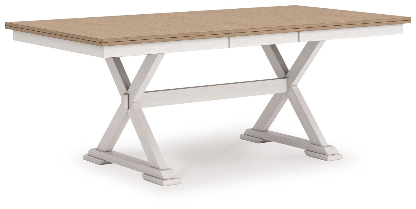 Purlaney - Rectangular Dining Room Butterfly Extension Table - Antique White / Natural