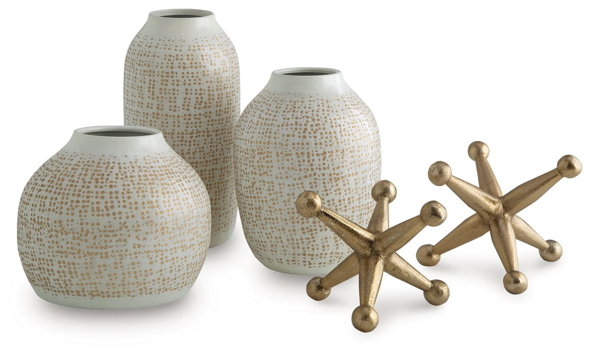 Vinburn - Accessory Set (Set of 5) - White / Gold Finish