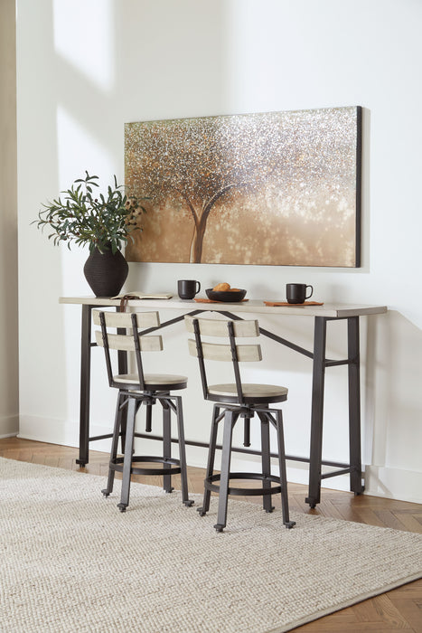 Karisslyn - Whitewash / Black - 3 Pc. - Long Counter Table, 2 Bar Stools
