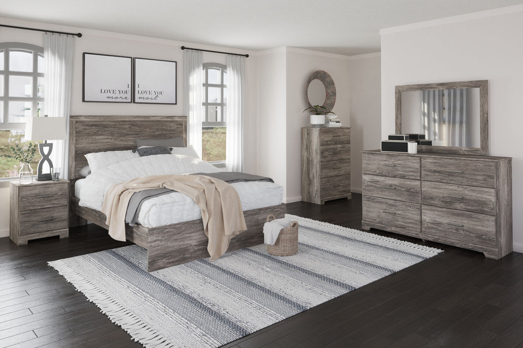 Ralinksi - 6 Pc. - Dresser, Mirror, Queen Panel Bed, 2 Nightstands - Gray