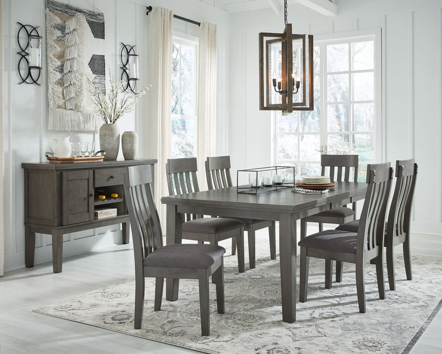 Hallanden - Black / Gray - 8 Pc. - Extension Table, 6 Side Chairs, Server
