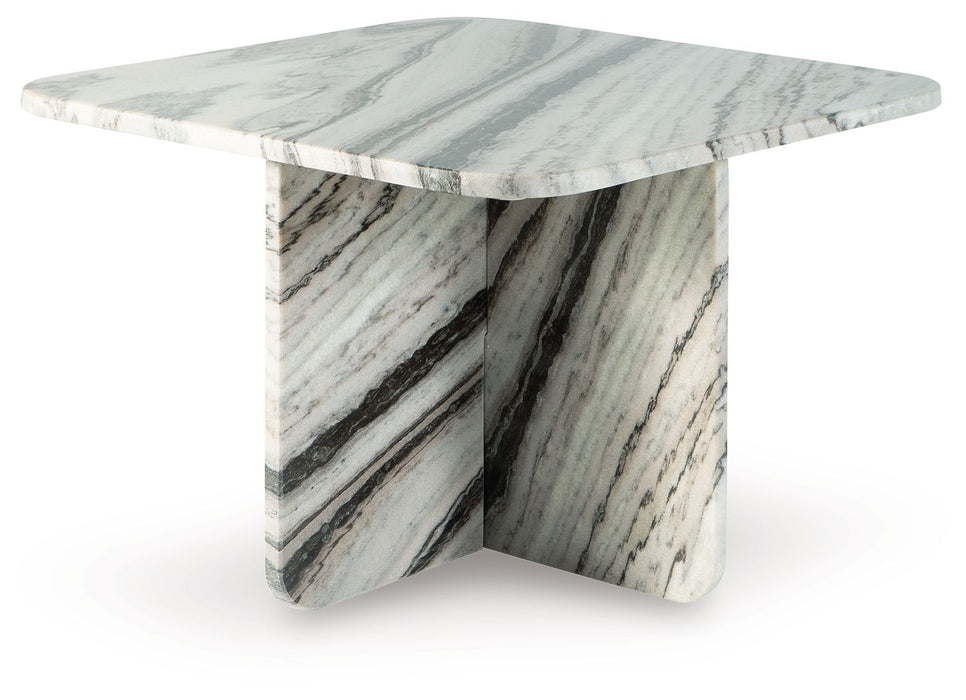Baretton - 18" Accent Cocktail Table - Black / White / Taupe