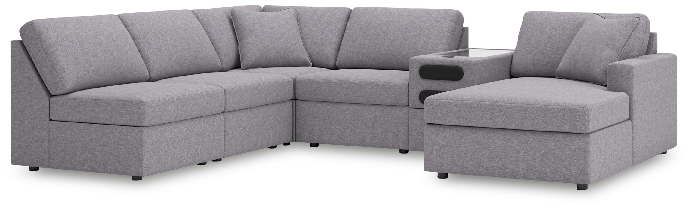 Modmax - 6-Piece Sectional With Raf Corner Chaise And Audio System Console - Granite