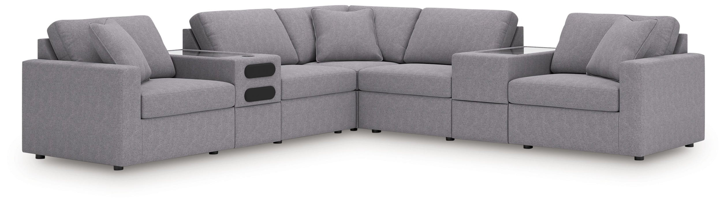 Modmax - 7-Piece Balanced Sectional With Audio And Storage Consoles - Granite