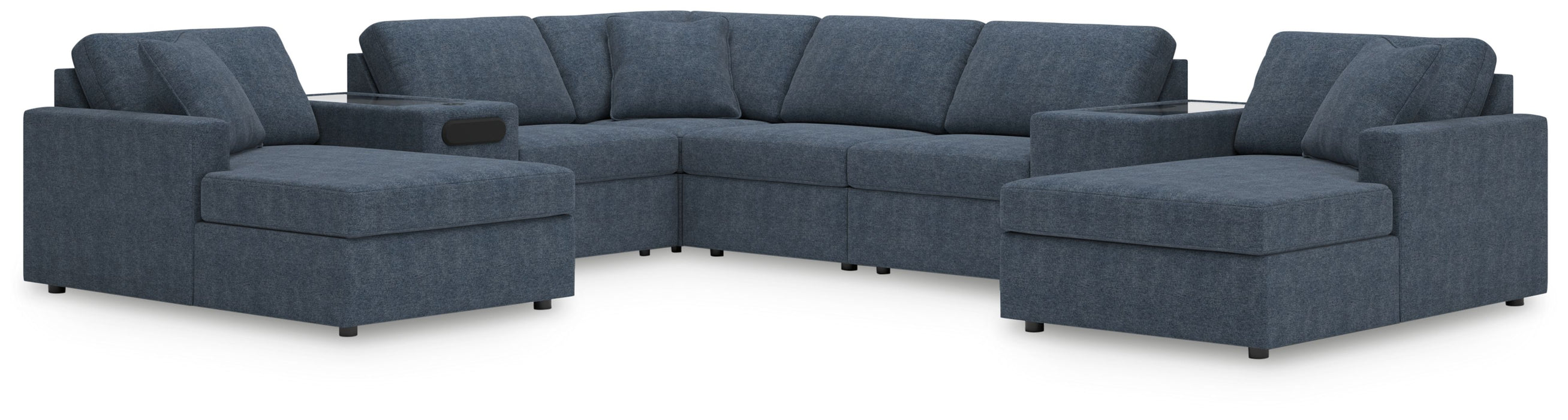 Modmax - 8-Piece Double Chaise Sectional With Audio And Storage Consoles - Ink