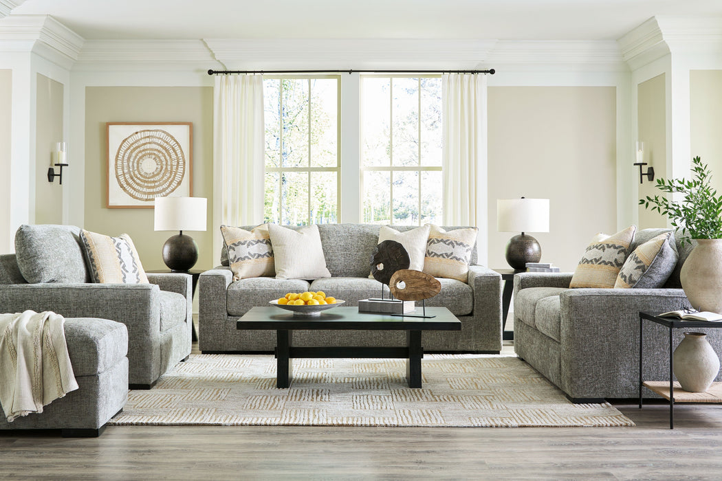Dunmor - Graphite - 4 Pc. - Sofa, Loveseat, Chair And A Half, Ottoman