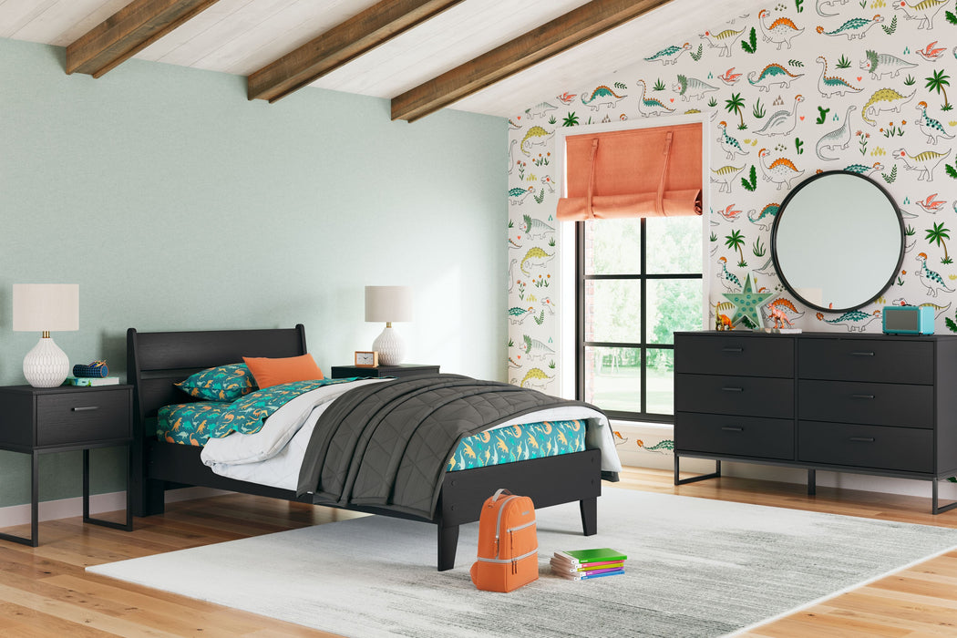 Socalle - 5 Pc. - Dresser, Twin Panel Platform Bed, 2 Nightstands - Black