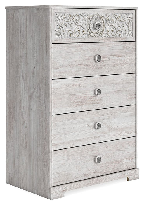 Paxberry - Five Drawer Chest - Whitewash