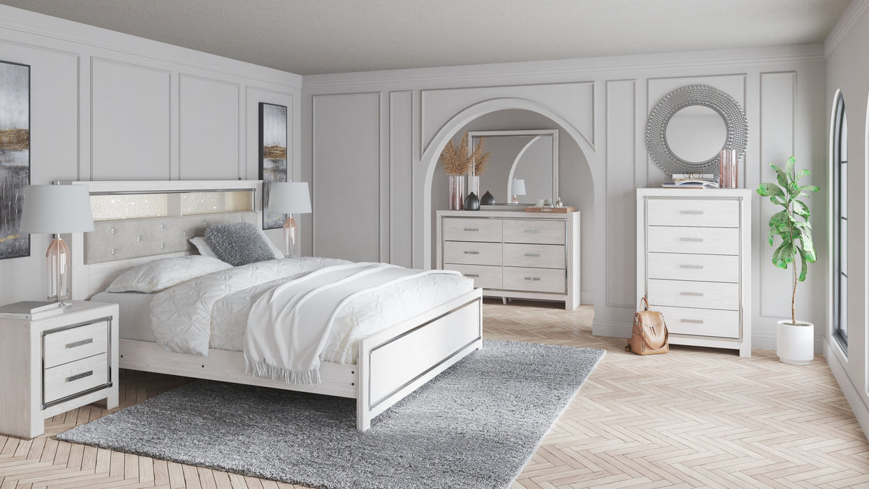 Altyra - 7 Pc. - Dresser, Mirror, King Panel Bookcase Bed, 2 Nightstands - White