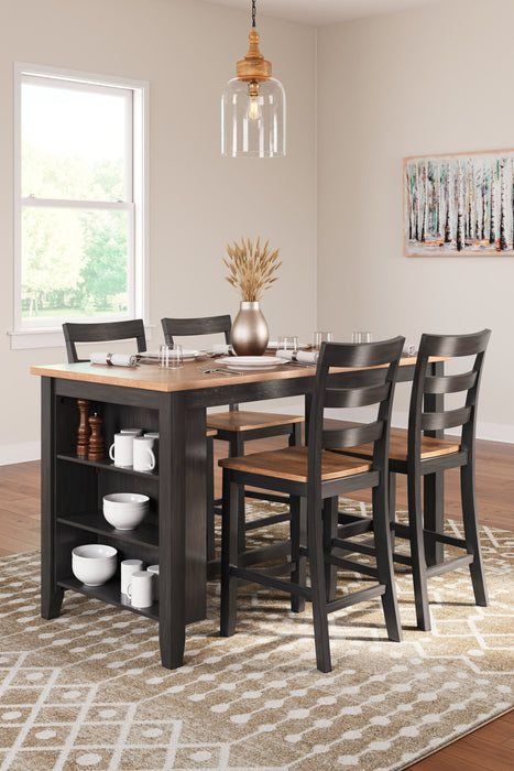 Gesthaven - Natural / Brown - 5 Pc. - Rectangular Dining Room Counter Table, 4 Barstools