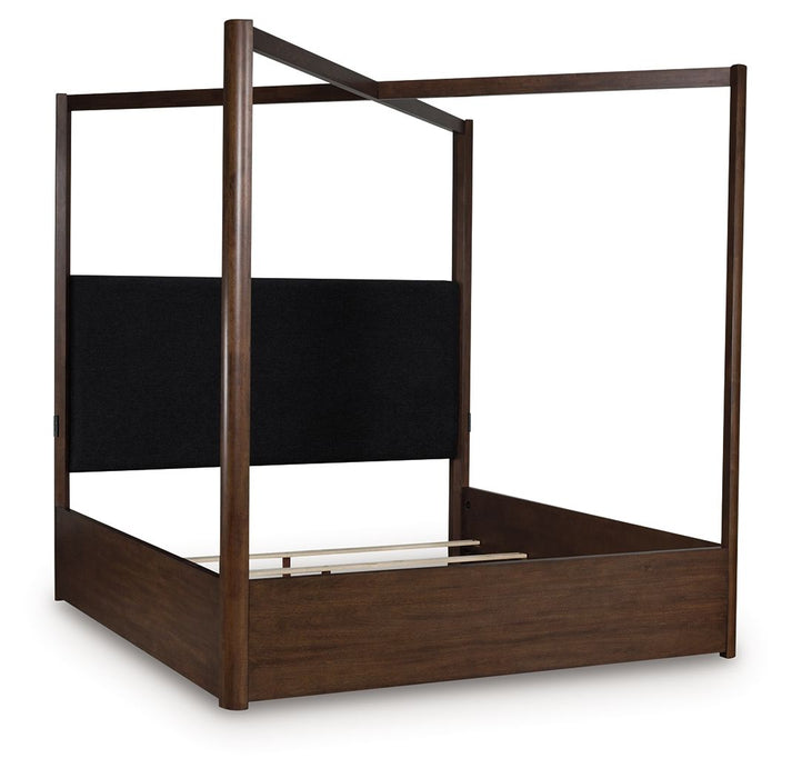 Dilenno - California King Canopy Bed - Dark Brown