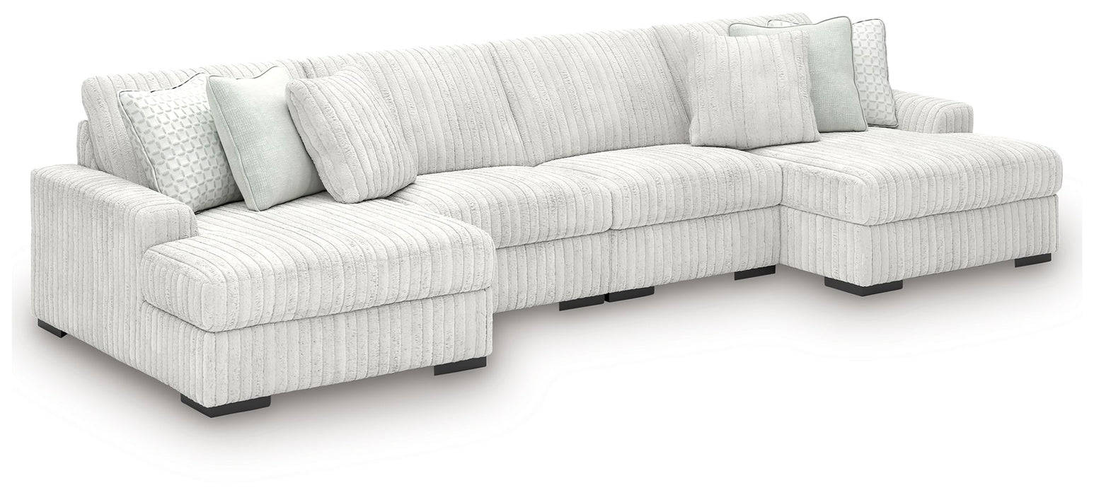Stupendous - 4-Piece Sectional With Double Chaise - Alloy