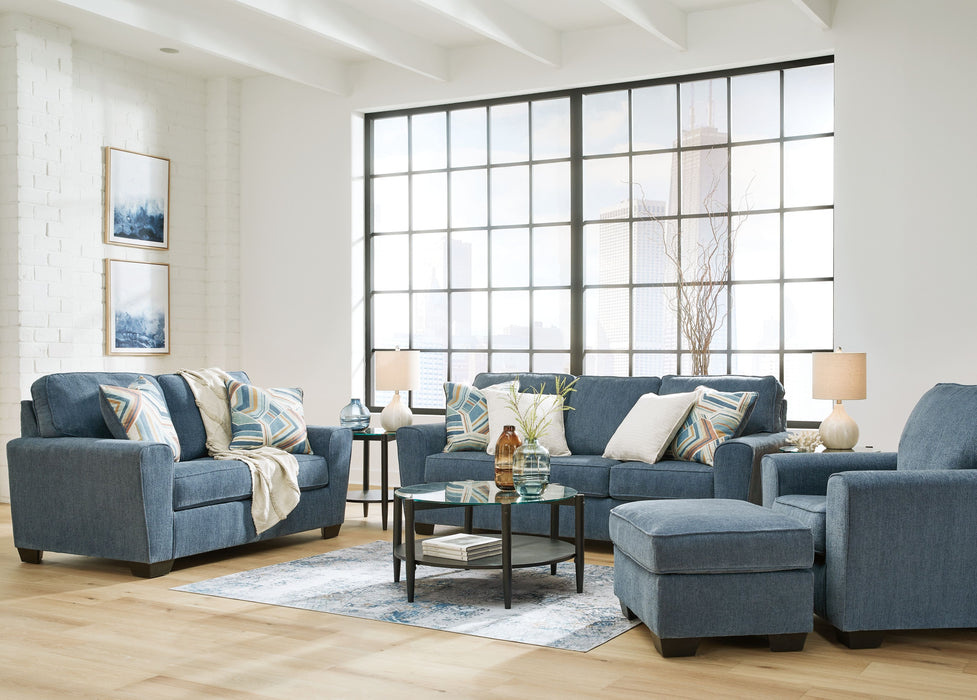 Cashton - 4 Pc. - Sofa, Loveseat, Chair, Ottoman - Blue