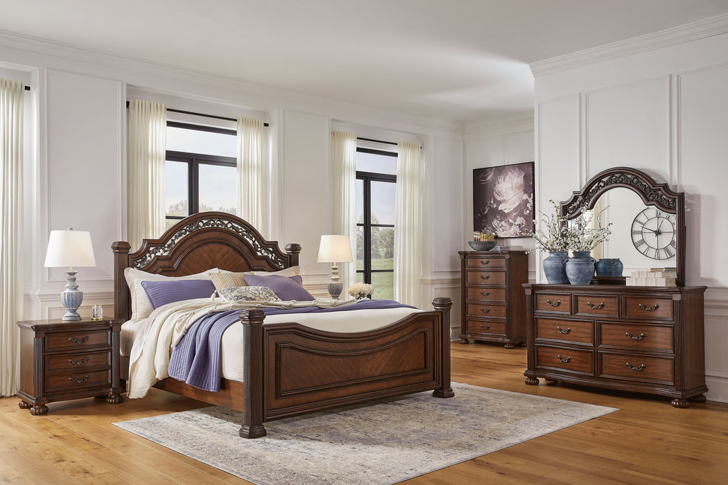 Lavinton - 5 Pc. - Dresser, Mirror, Queen Poster Bed - Brown